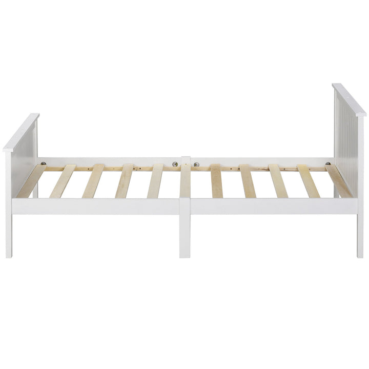 Children's Pine Wood Bed Frame w/ Headboard & Footboard (Ivory) 90 x 190cm - Premium Beds, Frames &amp; Bases from Home Treasures - Just £183.44! Shop now at Home Treasures