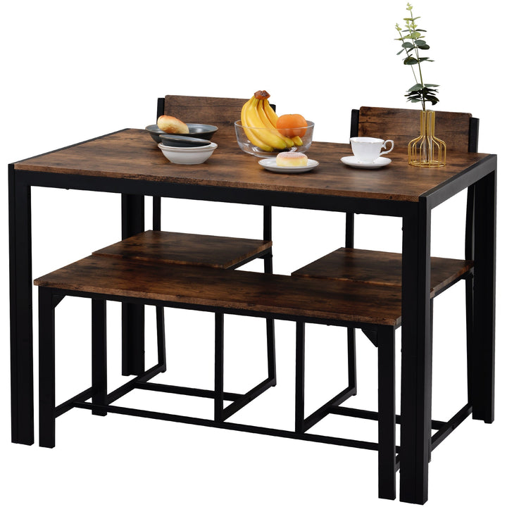 Industrial Style Retro Kitchen Dining Table Set (Rustic Brown) - Premium Dining and Kitchen Sets from Home Treasures - Just £334.64! Shop now at Home Treasures