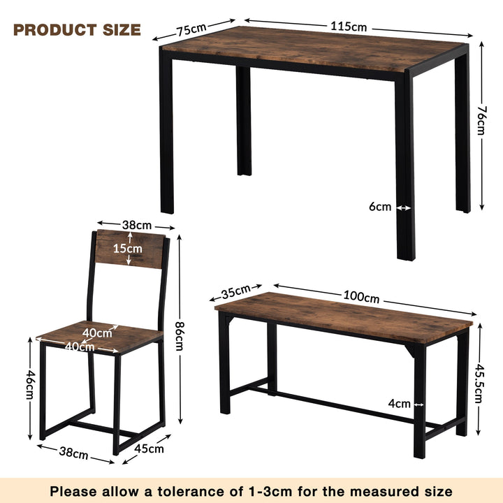 Industrial Style Retro Kitchen Dining Table Set (Rustic Brown) - Premium Dining and Kitchen Sets from Home Treasures - Just £334.64! Shop now at Home Treasures