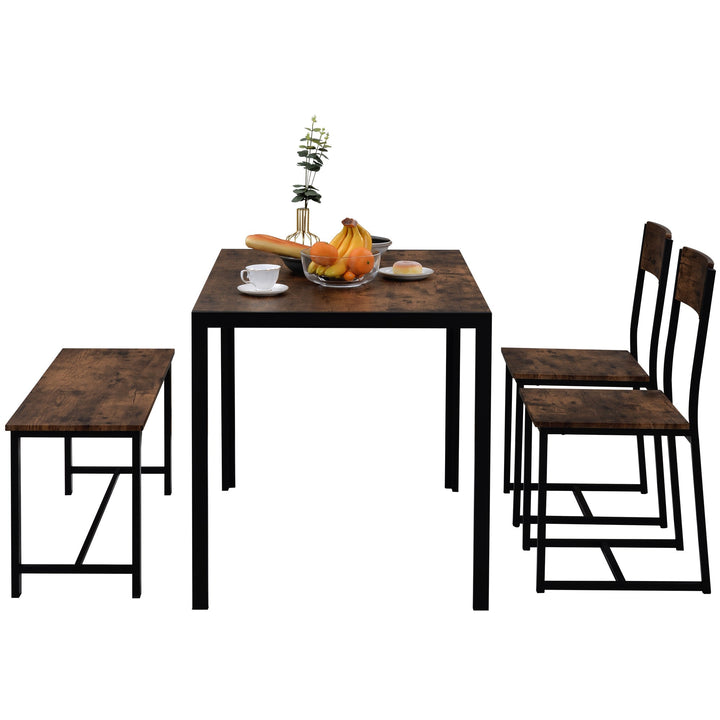 Dining Table and Chairs, bench Set Industrial style Retro Kitchen Dining Table Set (Rustic Brown) - Premium Dining and Kitchen Sets from Home Treasures - Just £334.64! Shop now at Home Treasures