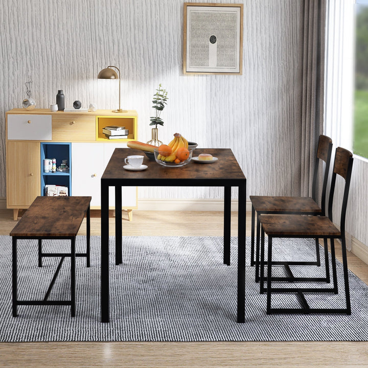 Industrial Style Retro Kitchen Dining Table Set (Rustic Brown) - Premium Dining and Kitchen Sets from Home Treasures - Just £334.64! Shop now at Home Treasures