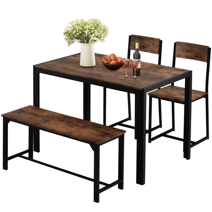 Industrial Style Retro Kitchen Dining Table Set (Rustic Brown) - Premium Dining and Kitchen Sets from Home Treasures - Just £334.64! Shop now at Home Treasures