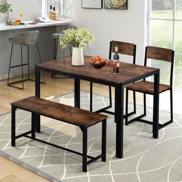 Industrial Style Retro Kitchen Dining Table Set (Rustic Brown) - Premium Dining and Kitchen Sets from Home Treasures - Just £334.64! Shop now at Home Treasures