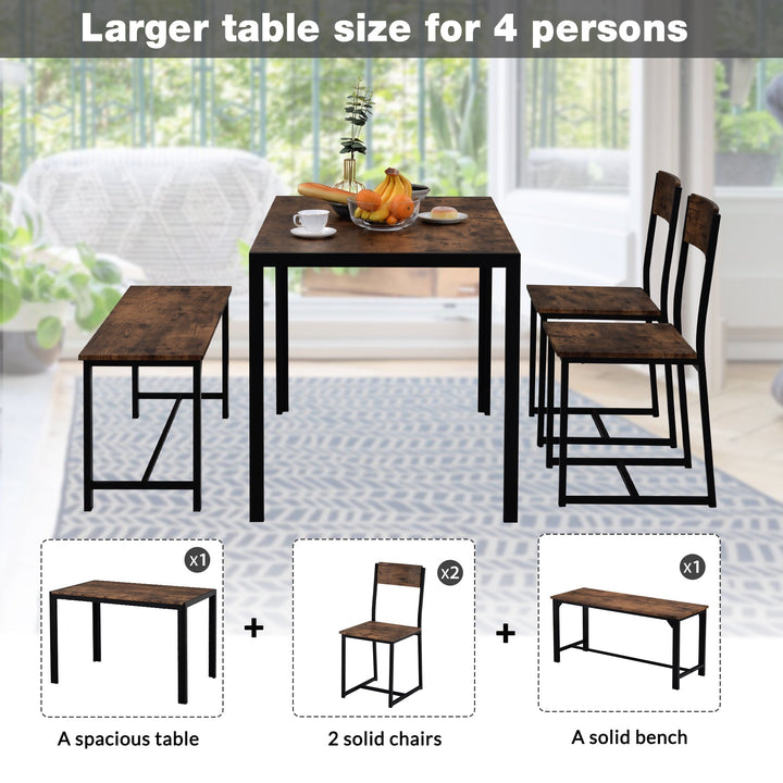 Industrial Style Retro Kitchen Dining Table Set (Rustic Brown) - Premium Dining and Kitchen Sets from Home Treasures - Just £334.64! Shop now at Home Treasures