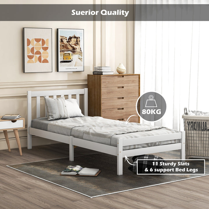 Wooden Bed Frame, Single Bed 3ft Solid Wooden Bed Frame, 90 x 190 cm (White) - Premium Beds, Frames &amp; Bases from Home Treasures - Just £143.94! Shop now at Home Treasures