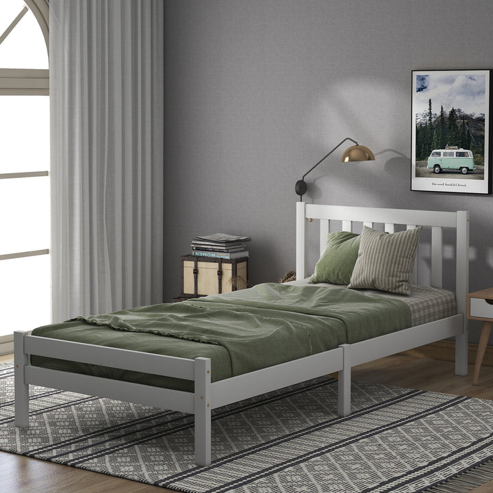 Wooden Bed Frame, Single Bed 3ft Solid Wooden Bed Frame, 90 x 190 cm (White) - Premium Beds, Frames &amp; Bases from Home Treasures - Just £143.94! Shop now at Home Treasures