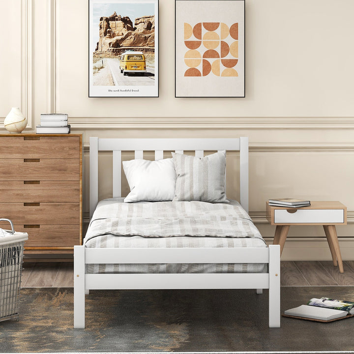 Wooden Bed Frame, Single Bed 3ft Solid Wooden Bed Frame, 90 x 190 cm (White) - Premium Beds, Frames &amp; Bases from Home Treasures - Just £143.94! Shop now at Home Treasures