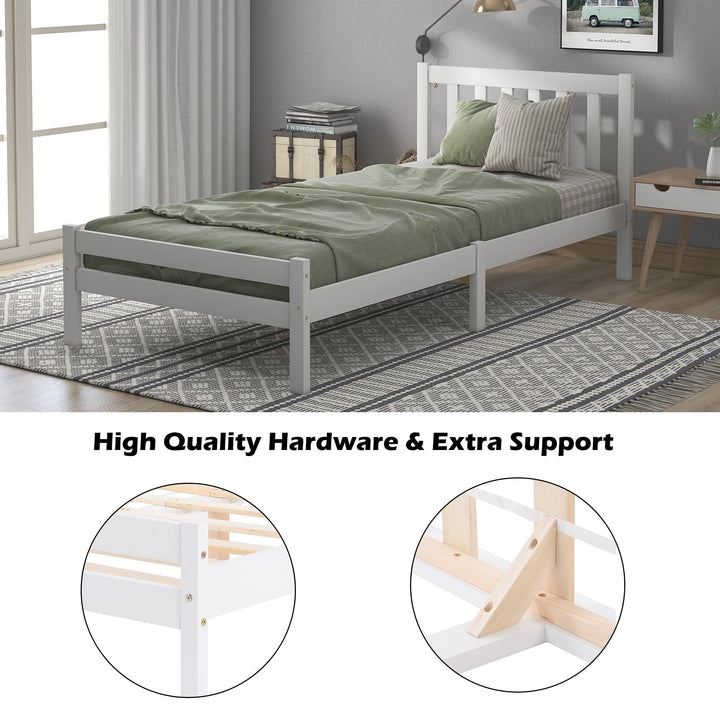 Wooden Bed Frame, Single Bed 3ft Solid Wooden Bed Frame, Bedroom Furniture for Adults, Kids, Teenagers, 90 x 190 cm (White) - Premium Beds, Frames &amp; Bases from Home Treasures - Just £143.94! Shop now at Home Treasures