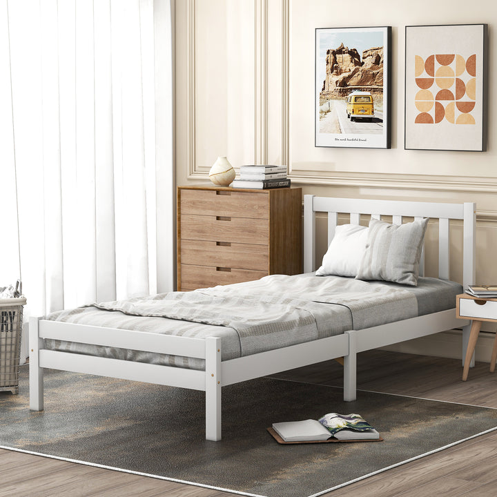 Wooden Bed Frame, Single Bed 3ft Solid Wooden Bed Frame, 90 x 190 cm (White) - Premium Beds, Frames &amp; Bases from Home Treasures - Just £143.94! Shop now at Home Treasures