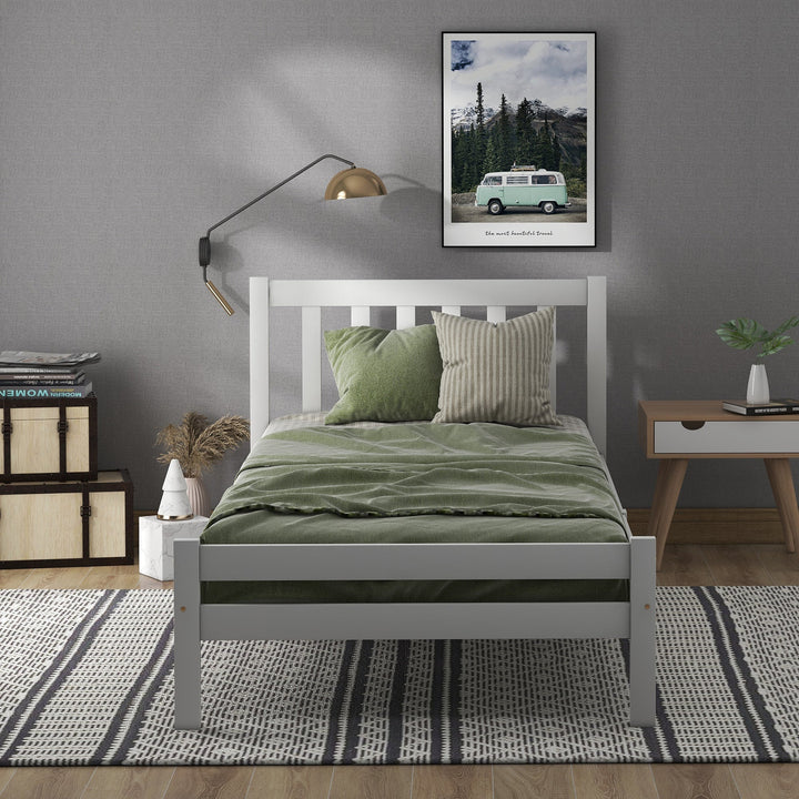 Wooden Bed Frame, Single Bed 3ft Solid Wooden Bed Frame, 90 x 190 cm (White) - Premium Beds, Frames &amp; Bases from Home Treasures - Just £143.94! Shop now at Home Treasures