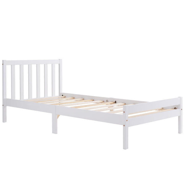 Wooden Bed Frame, Single Bed 3ft Solid Wooden Bed Frame, Bedroom Furniture for Adults, Kids, Teenagers, 90 x 190 cm (White) - Premium Beds, Frames &amp; Bases from Home Treasures - Just £143.94! Shop now at Home Treasures