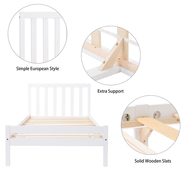 Wooden Bed Frame, Single Bed 3ft Solid Wooden Bed Frame, 90 x 190 cm (White) - Premium Beds, Frames &amp; Bases from Home Treasures - Just £143.94! Shop now at Home Treasures