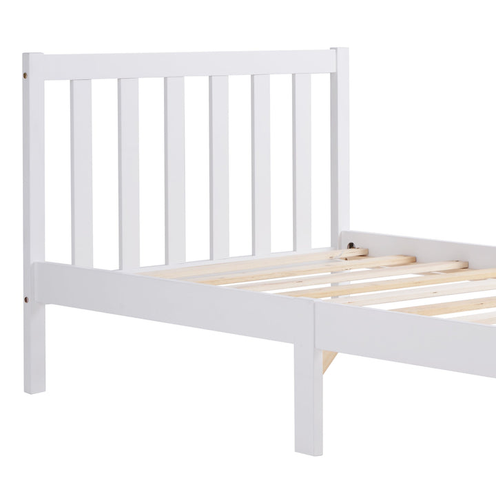 Wooden Bed Frame, Single Bed 3ft Solid Wooden Bed Frame, 90 x 190 cm (White) - Premium Beds, Frames &amp; Bases from Home Treasures - Just £143.94! Shop now at Home Treasures