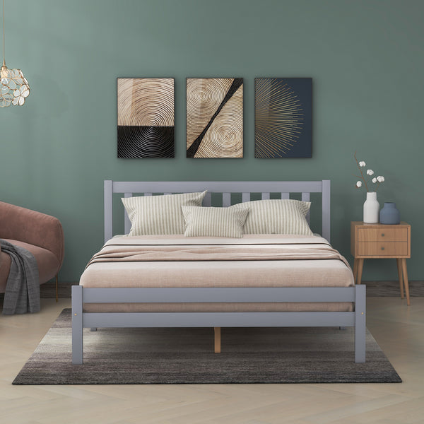 Wooden Bed Frame, Double Bed 4ft6 Solid Wooden Bed Frame, 135 x 190 cm (Grey) - Premium Beds, Frames &amp; Bases from Home Treasures - Just £176.68! Shop now at Home Treasures