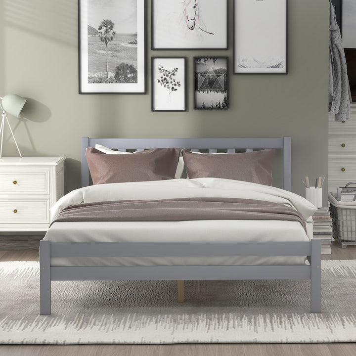 Wooden Bed Frame, Double Bed 4ft6 Solid Wooden Bed Frame, 135 x 190 cm (Grey) - Premium Beds, Frames &amp; Bases from Home Treasures - Just £176.68! Shop now at Home Treasures