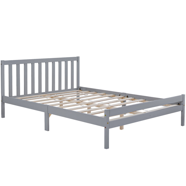 Wooden Bed Frame, Double Bed 4ft6 Solid Wooden Bed Frame, 135 x 190 cm (Grey) - Premium Beds, Frames &amp; Bases from Home Treasures - Just £176.68! Shop now at Home Treasures