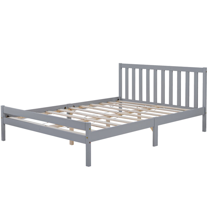 Wooden Bed Frame, Double Bed 4ft6 Solid Wooden Bed Frame, 135 x 190 cm (Grey) - Premium Beds, Frames &amp; Bases from Home Treasures - Just £176.68! Shop now at Home Treasures