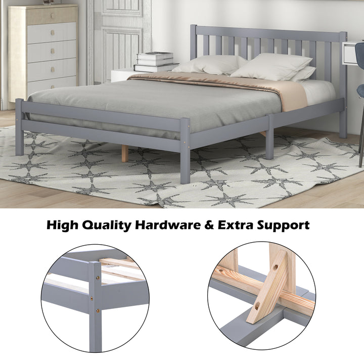 Wooden Bed Frame, Double Bed 4ft6 Solid Wooden Bed Frame, 135 x 190 cm (Grey) - Premium Beds, Frames &amp; Bases from Home Treasures - Just £176.68! Shop now at Home Treasures