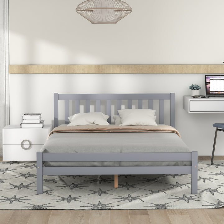 Wooden Bed Frame, Double Bed 4ft6 Solid Wooden Bed Frame, 135 x 190 cm (Grey) - Premium Beds, Frames &amp; Bases from Home Treasures - Just £176.68! Shop now at Home Treasures