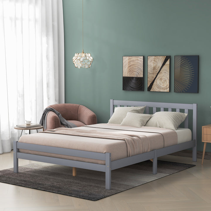 Wooden Bed Frame, Double Bed 4ft6 Solid Wooden Bed Frame, 135 x 190 cm (Grey) - Premium Beds, Frames &amp; Bases from Home Treasures - Just £176.68! Shop now at Home Treasures