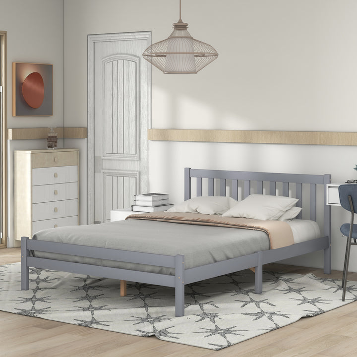 Wooden Bed Frame, Double Bed 4ft6 Solid Wooden Bed Frame, 135 x 190 cm (Grey) - Premium Beds, Frames &amp; Bases from Home Treasures - Just £176.68! Shop now at Home Treasures