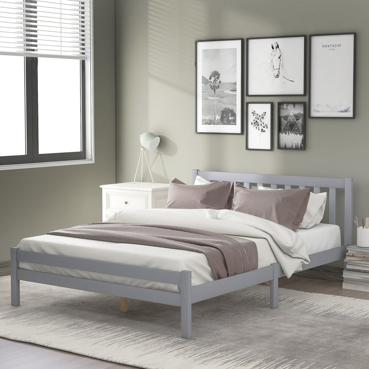 Wooden Bed Frame, Double Bed 4ft6 Solid Wooden Bed Frame, 135 x 190 cm (Grey) - Premium Beds, Frames &amp; Bases from Home Treasures - Just £176.68! Shop now at Home Treasures