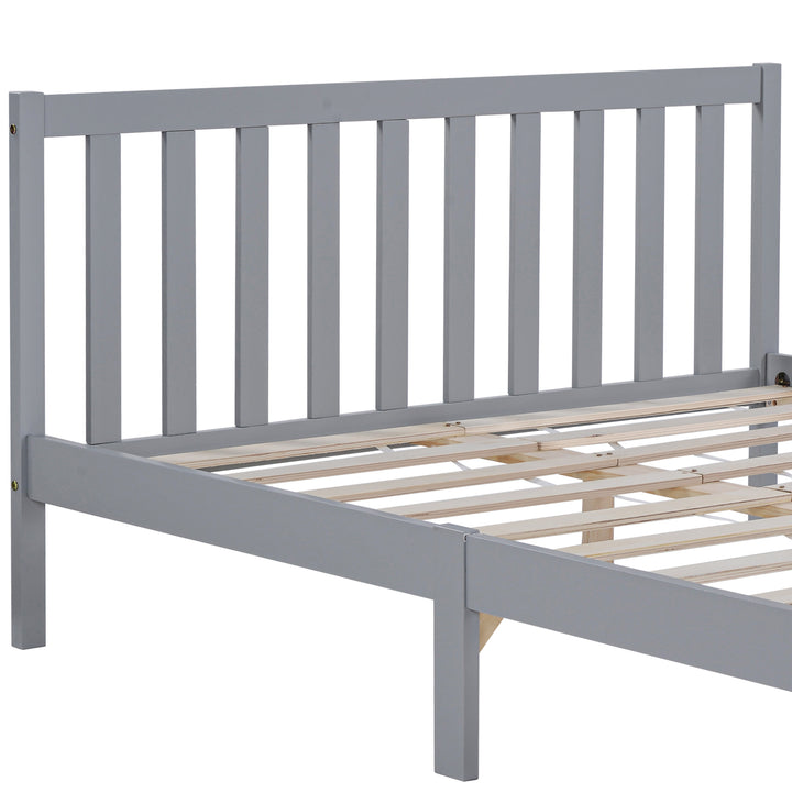 Wooden Bed Frame, Double Bed 4ft6 Solid Wooden Bed Frame, 135 x 190 cm (Grey) - Premium Beds, Frames &amp; Bases from Home Treasures - Just £176.68! Shop now at Home Treasures