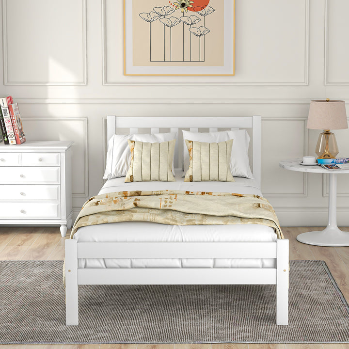 Wooden Bed Frame, Single Bed 3ft Solid Wooden Bed Frame, 90 x 190 cm (White) - Premium Beds, Frames &amp; Bases from Home Treasures - Just £143.94! Shop now at Home Treasures