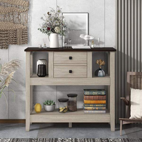 Two Drawers Sideboard (Natural) 106 x 40 x 90cm - Premium Servers/Sideboards/Buffets from Home Treasures - Just £141.35! Shop now at Home Treasures