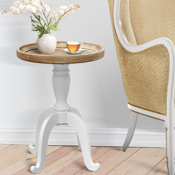 French Country Accent Table (Distressed White) 46.5 x 46.5 x 63.5cm - Premium Table from Home Treasures - Just £104.99! Shop now at Home Treasures