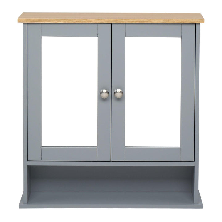 Mirrored Door Bathroom Wall Cabinet (Grey) 56 x 13 x 58cm - Premium  from Home Treasures - Just £86.99! Shop now at Home Treasures