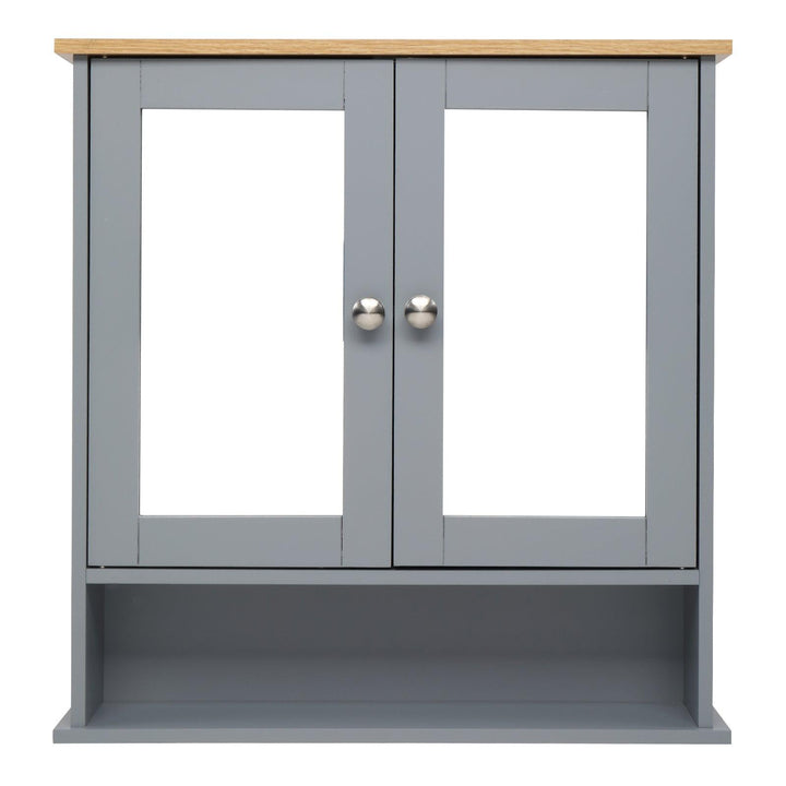 Mirrored Door Bathroom Wall Cabinet (Grey) 56 x 13 x 58cm - Premium  from Home Treasures - Just £86.99! Shop now at Home Treasures