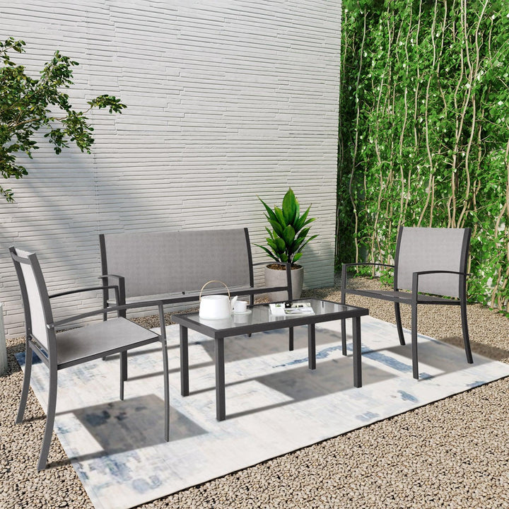 Garden Furniture Set, 4 Piece w/ a Glass Coffee Table - Premium  from Home Treasures - Just £169.99! Shop now at Home Treasures