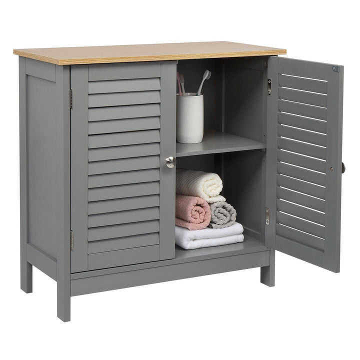 MDF Paged Doors Bathroom Cabinet (Grey) - Premium  from Home Treasures - Just £89.99! Shop now at Home Treasures