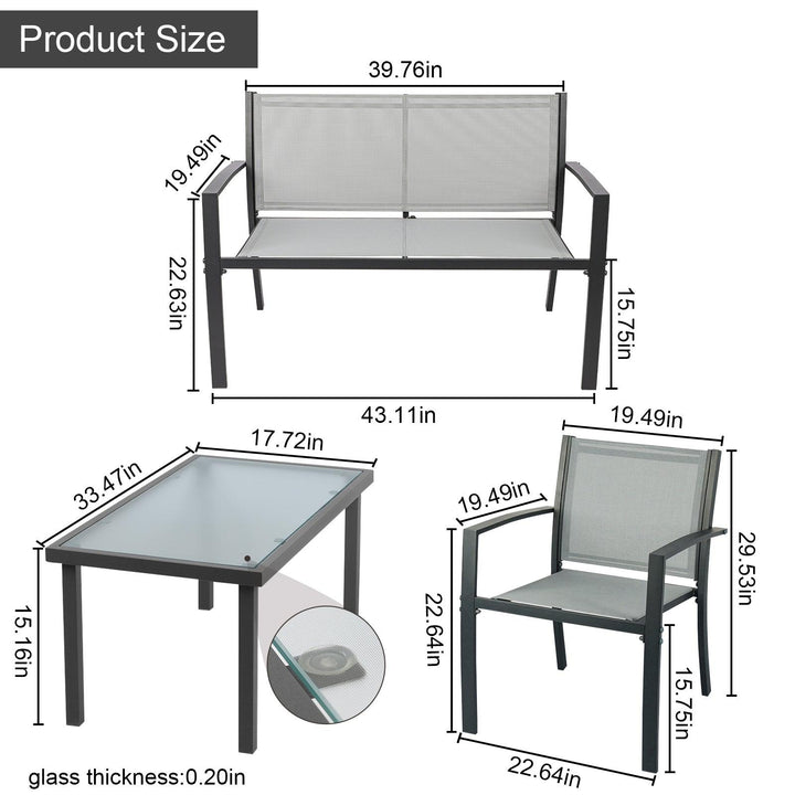 Garden Furniture Set, 4 Piece w/ a Glass Coffee Table - Premium  from Home Treasures - Just £169.99! Shop now at Home Treasures