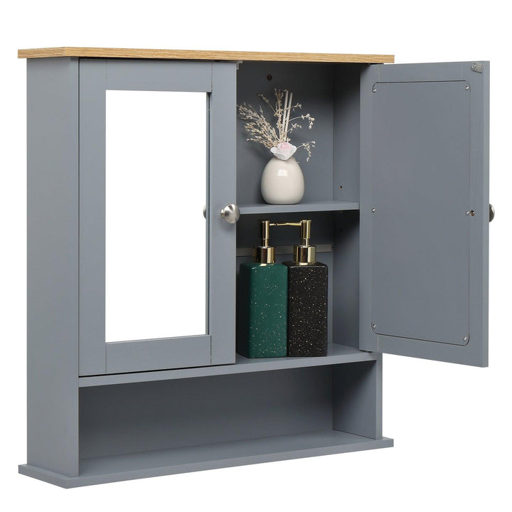 Mirrored Door Bathroom Wall Cabinet (Grey) 56 x 13 x 58cm - Premium  from Home Treasures - Just £86.99! Shop now at Home Treasures