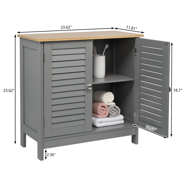 MDF Paged Doors Bathroom Cabinet (Grey) - Premium  from Home Treasures - Just £89.99! Shop now at Home Treasures