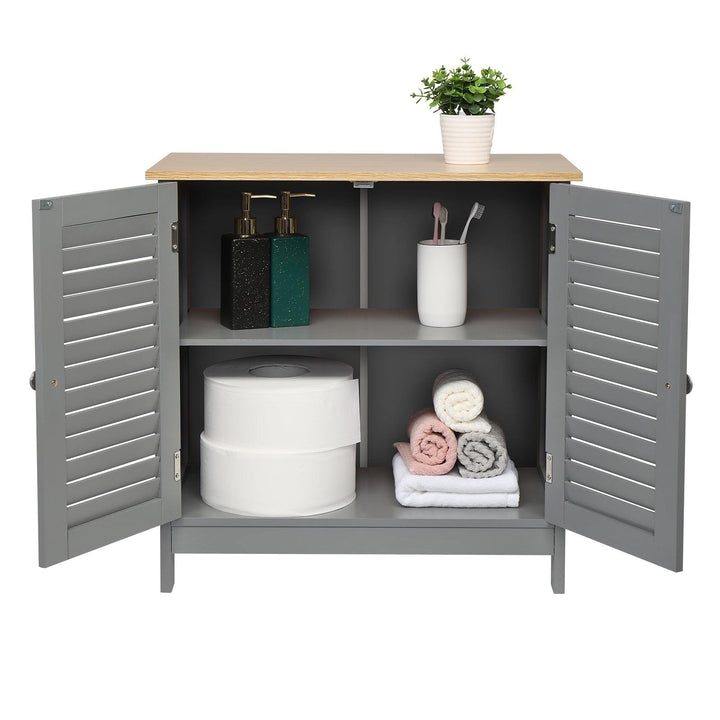 MDF Paged Doors Bathroom Cabinet (Grey) - Premium  from Home Treasures - Just £89.99! Shop now at Home Treasures