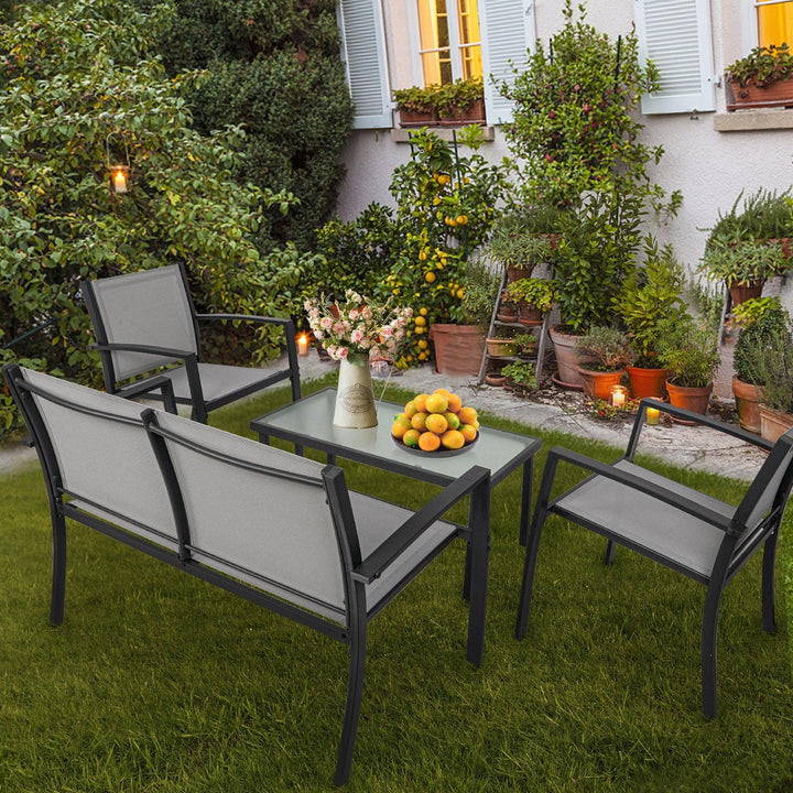 Garden Furniture Set, 4 Piece w/ a Glass Coffee Table - Premium  from Home Treasures - Just £169.99! Shop now at Home Treasures