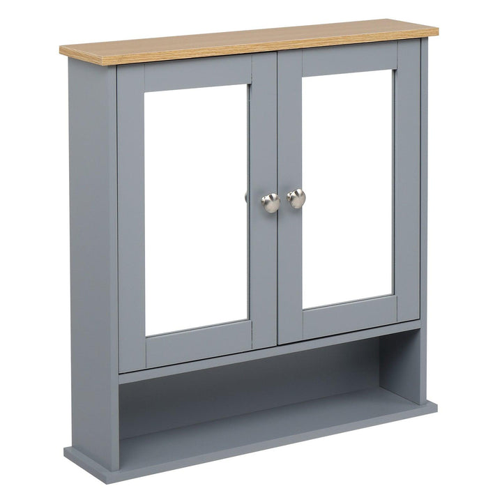 Mirrored Door Bathroom Wall Cabinet (Grey) 56 x 13 x 58cm - Premium  from Home Treasures - Just £86.99! Shop now at Home Treasures