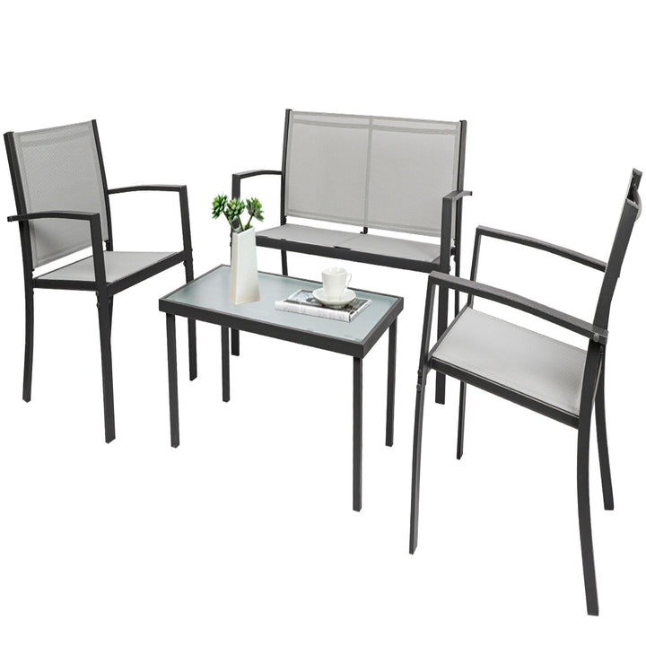 Garden Furniture Set, 4 Piece w/ a Glass Coffee Table - Premium  from Home Treasures - Just £169.99! Shop now at Home Treasures