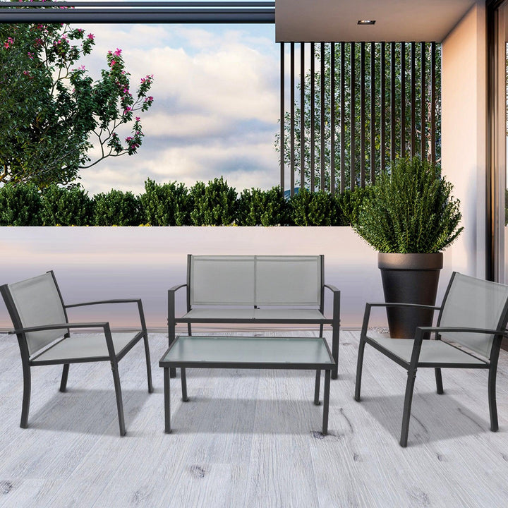 Garden Furniture Set, 4 Piece w/ a Glass Coffee Table - Premium  from Home Treasures - Just £169.99! Shop now at Home Treasures