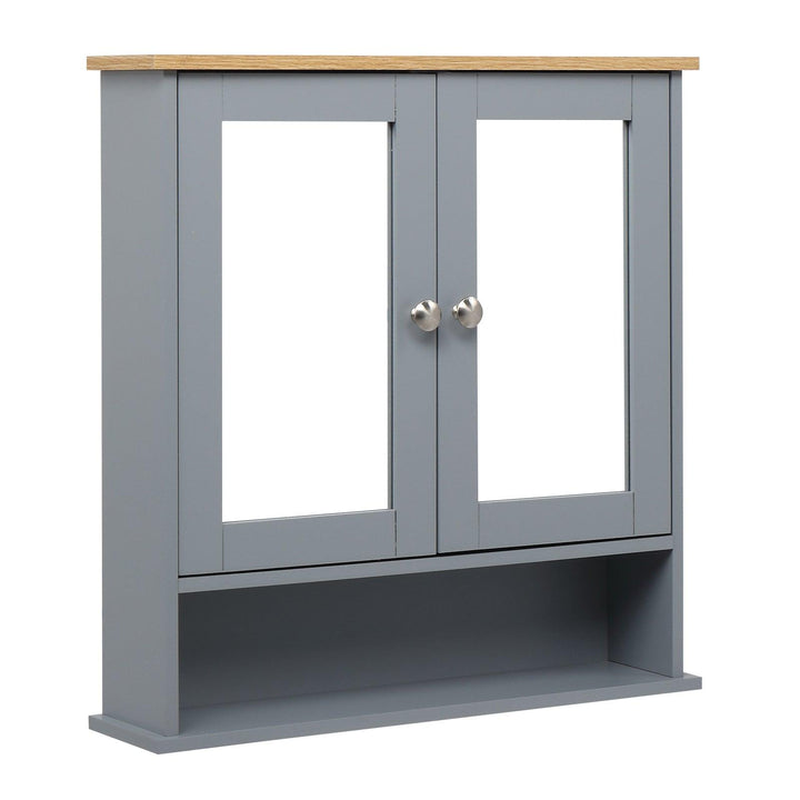 Mirrored Door Bathroom Wall Cabinet (Grey) 56 x 13 x 58cm - Premium  from Home Treasures - Just £86.99! Shop now at Home Treasures