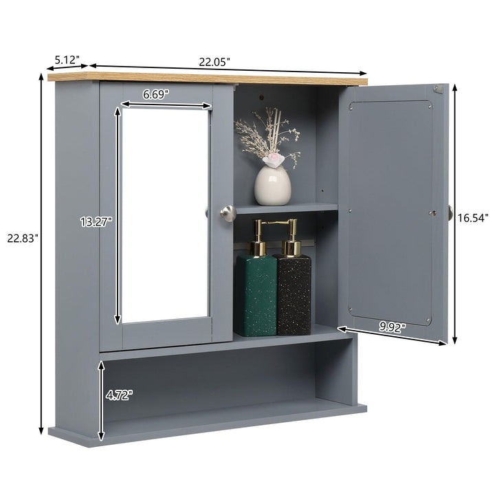 Mirrored Door Bathroom Wall Cabinet (Grey) 56 x 13 x 58cm - Premium  from Home Treasures - Just £86.99! Shop now at Home Treasures