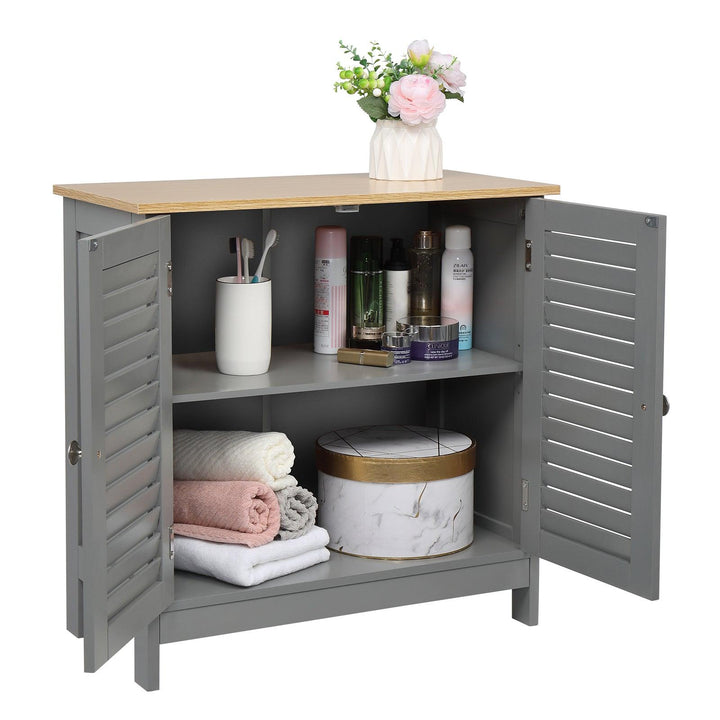 MDF Paged Doors Bathroom Cabinet (Grey) - Premium  from Home Treasures - Just £89.99! Shop now at Home Treasures